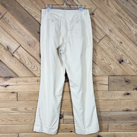 Lauren Ralph Lauren Pants Women 8 Linen Cotton Blend Straight Leg Tan Green Tag - Picture 3 of 9